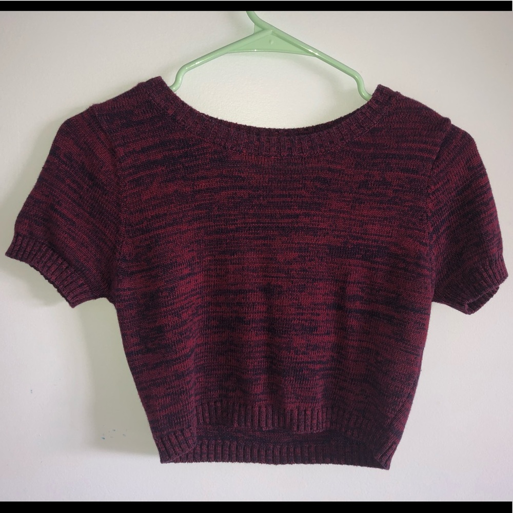 Red sweater crop top